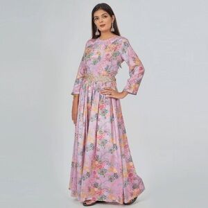 Kalki - Georgette Kurtis Jumpsuit Pink Floral Print with Sequence
